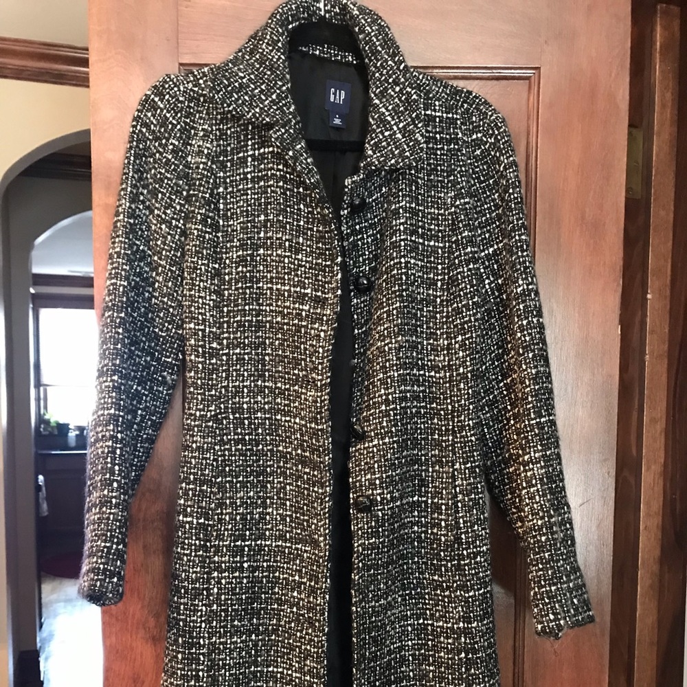 Long Gap tweed pea coat, barely worn